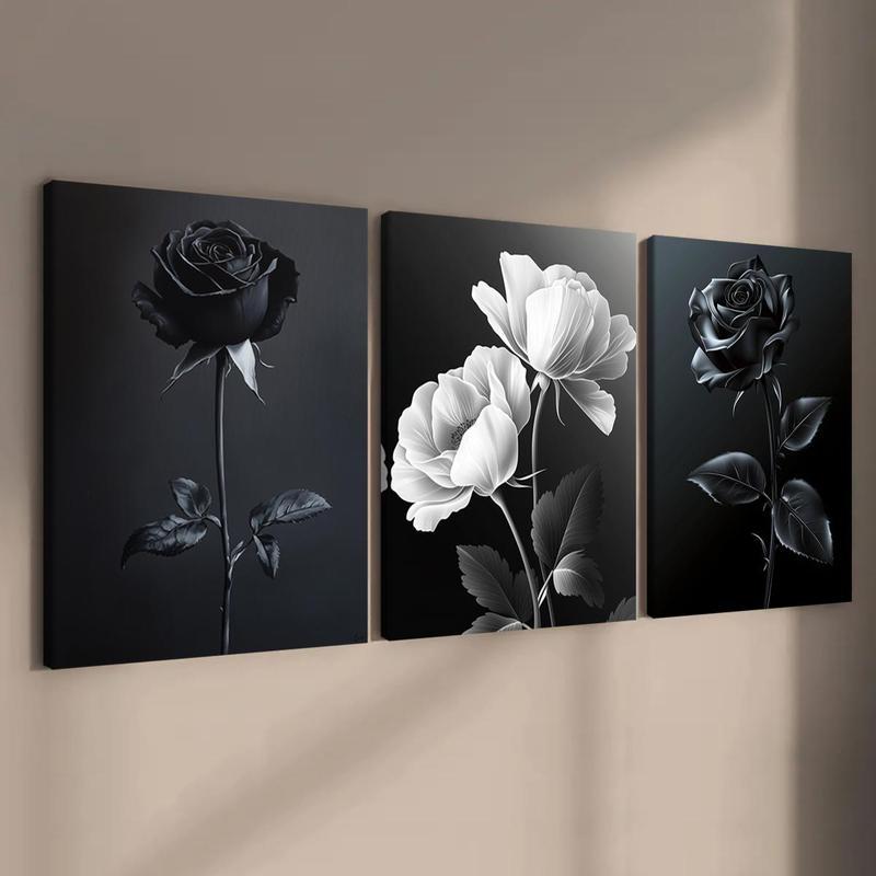 Black and White Floral Art Print Set Homeandso
