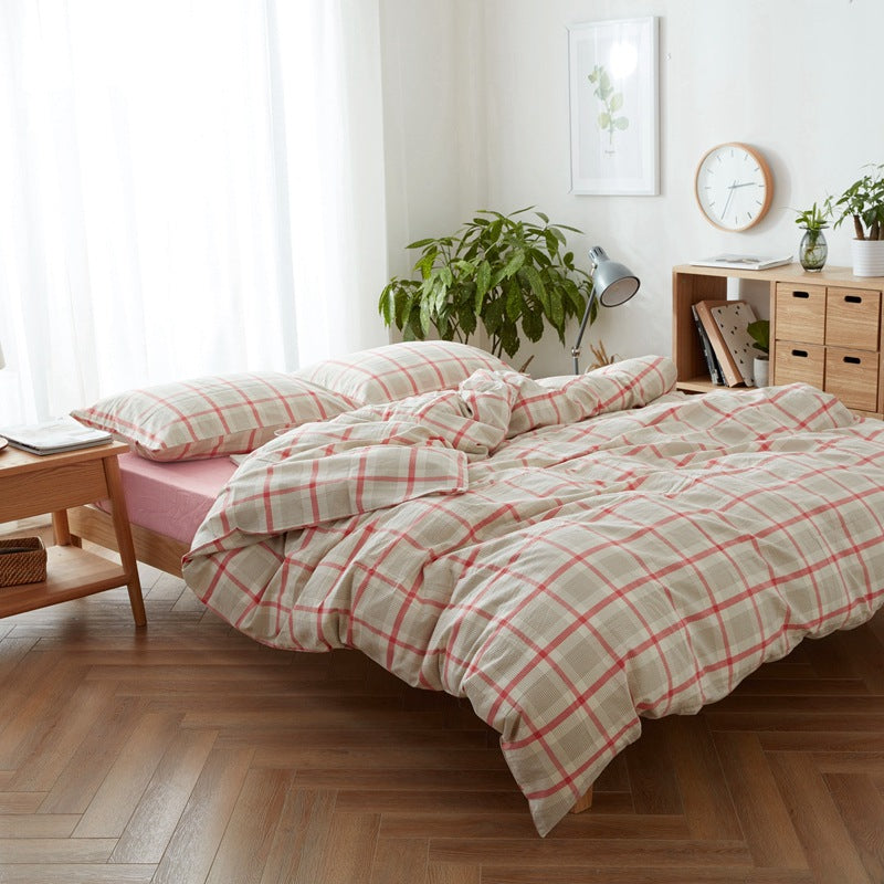 Decorative Cozy Checked Duvet Set Homeandso