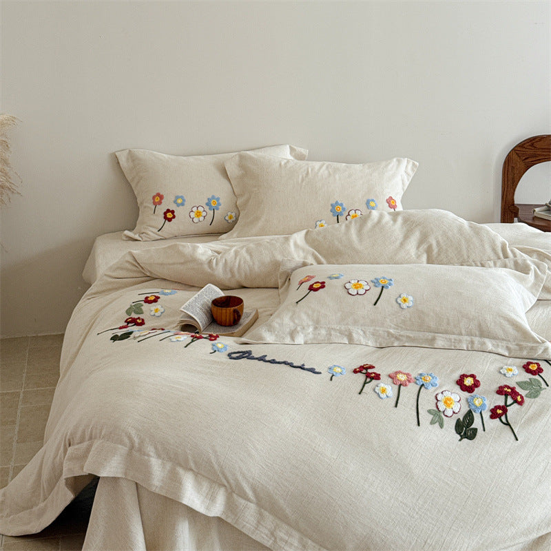 Decorative Embroidered Floral Bedding Set Homeandso