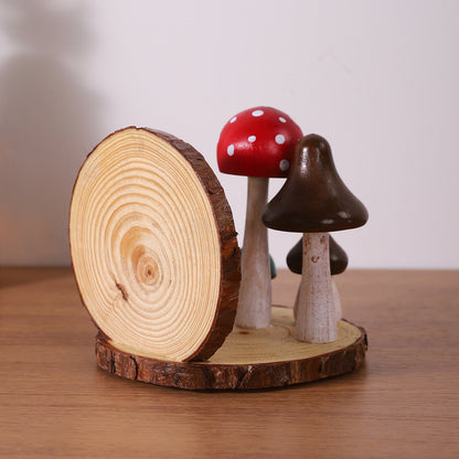 Decorative Wooden Mushroom Figurines Homeandso