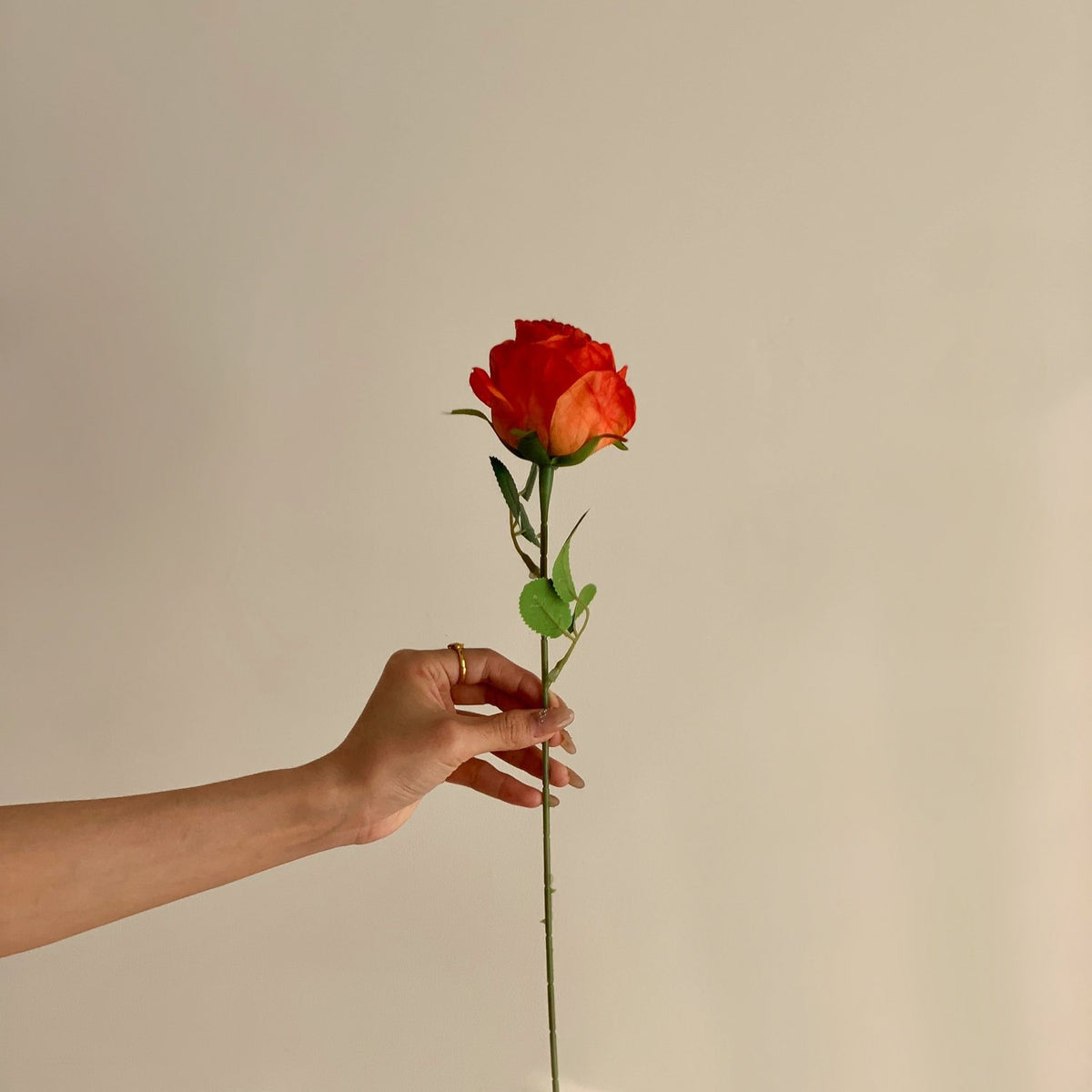 Realistic Long Stem Artificial Rose