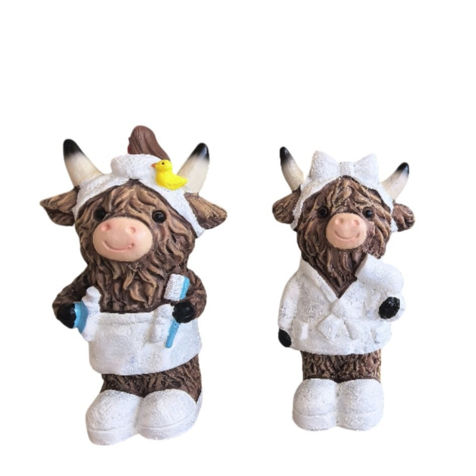 Whimsical Highland Cow Bathroom Figurine Homeandso