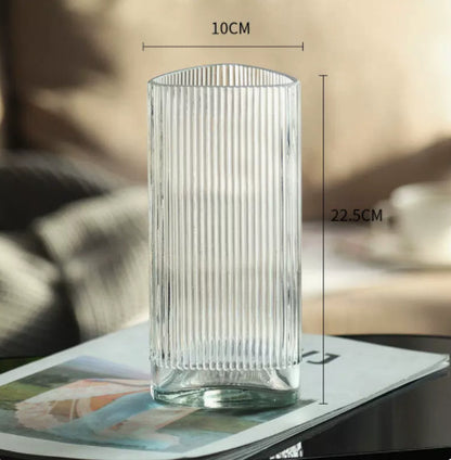 Stylish Vertical Striped Glass Vase