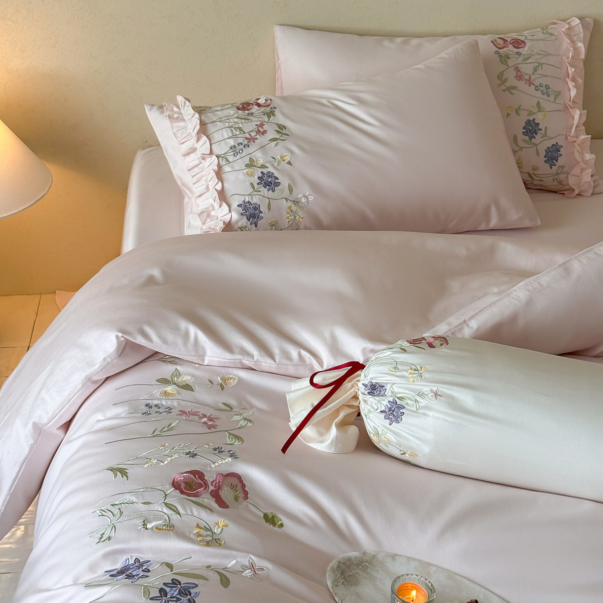 Floral Embroidered Comforter Set Homeandso