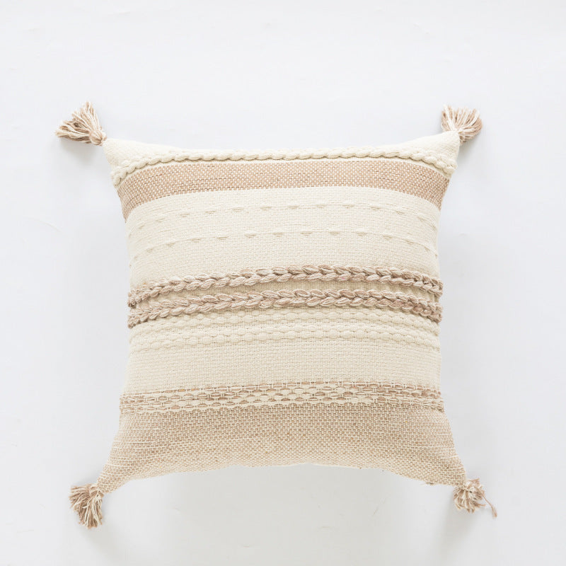 Textured Woven Fringe Pillow