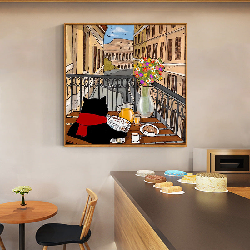 Whimsical Cat-Themed Art Print Homeandso