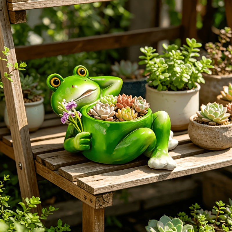 Frog-Shaped Decorative Planter Homeandso