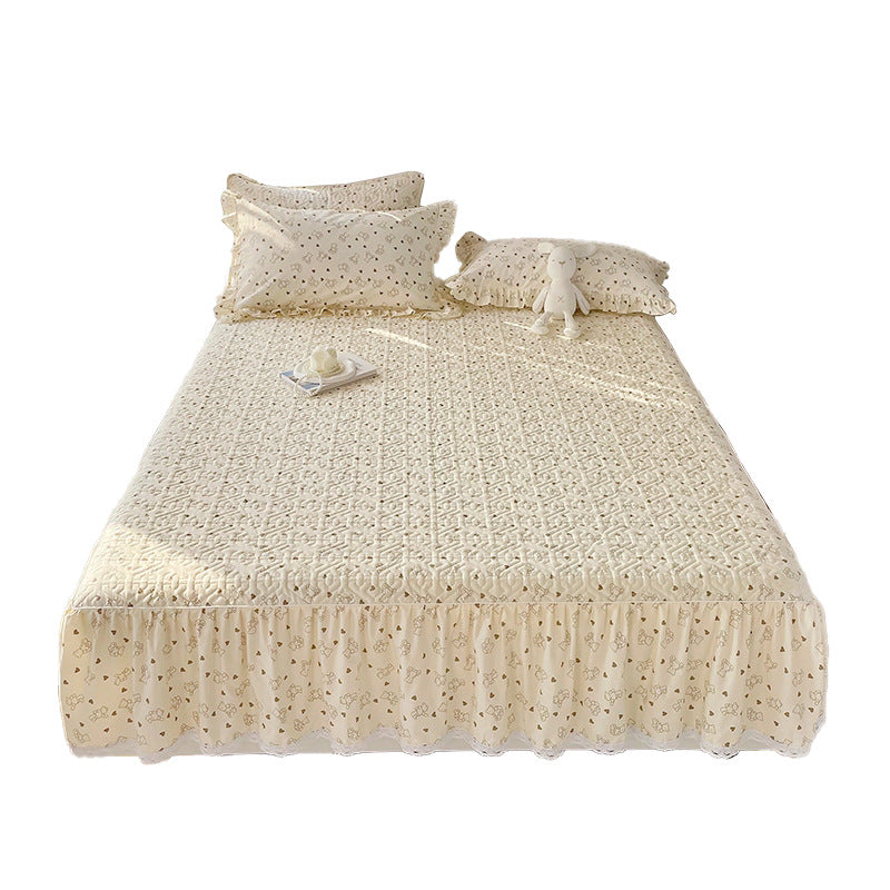 Quilted Floral Bedspread Set