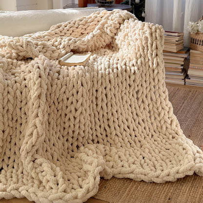 Chunky Hand-Knitted Throw Blanket