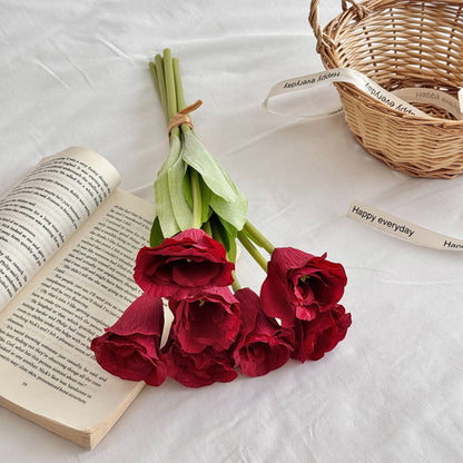 Realistic Silk Tulip Bouquet for Home Display