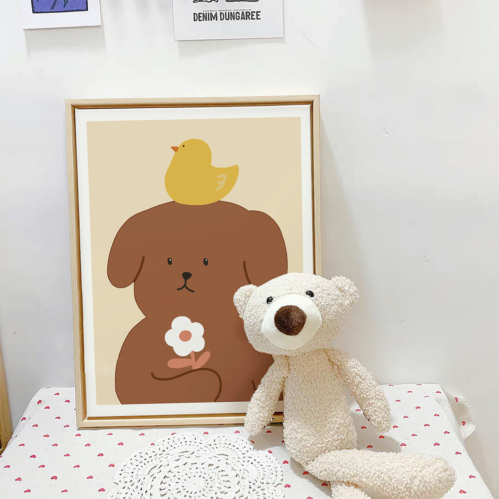 Cute Cartoon Pet-Themed Framed Wall Art Homeandso
