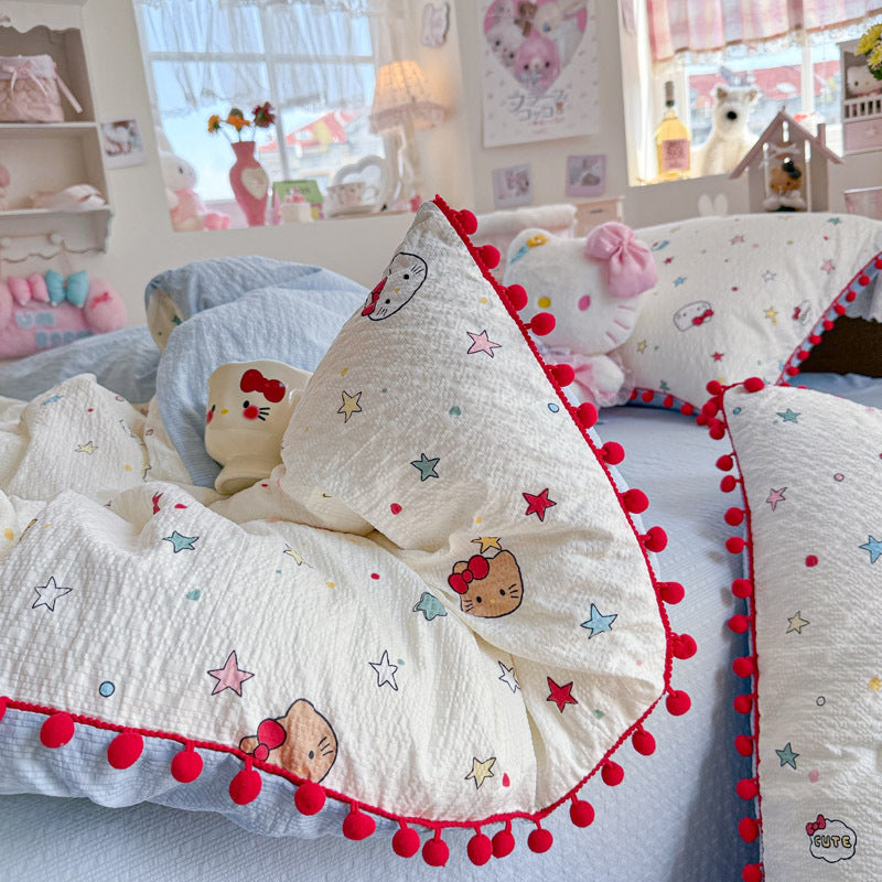 Heart Patterned Decorative Pillow and Duvet Cover Set Homeandso