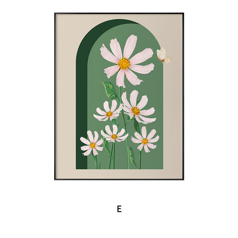 Decorative Framed Art Print with Abstract Floral Design Homeandso
