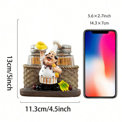Chef-Themed Decorative Salt and Pepper Shaker Holder Homeandso