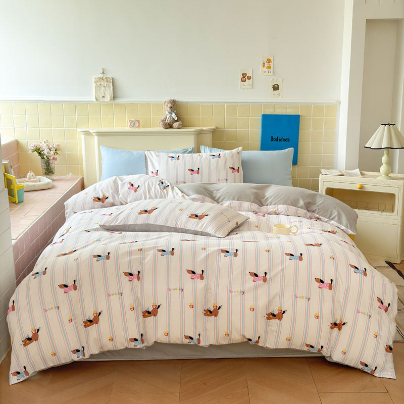 Playful Cartoon Animal-Themed Bedding Set Homeandso