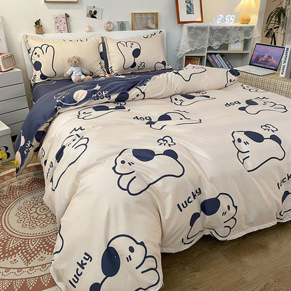 Playful Cartoon Dog-Themed Bedding Set Homeandso