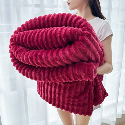 Plush Ribbed Throw Blanket
