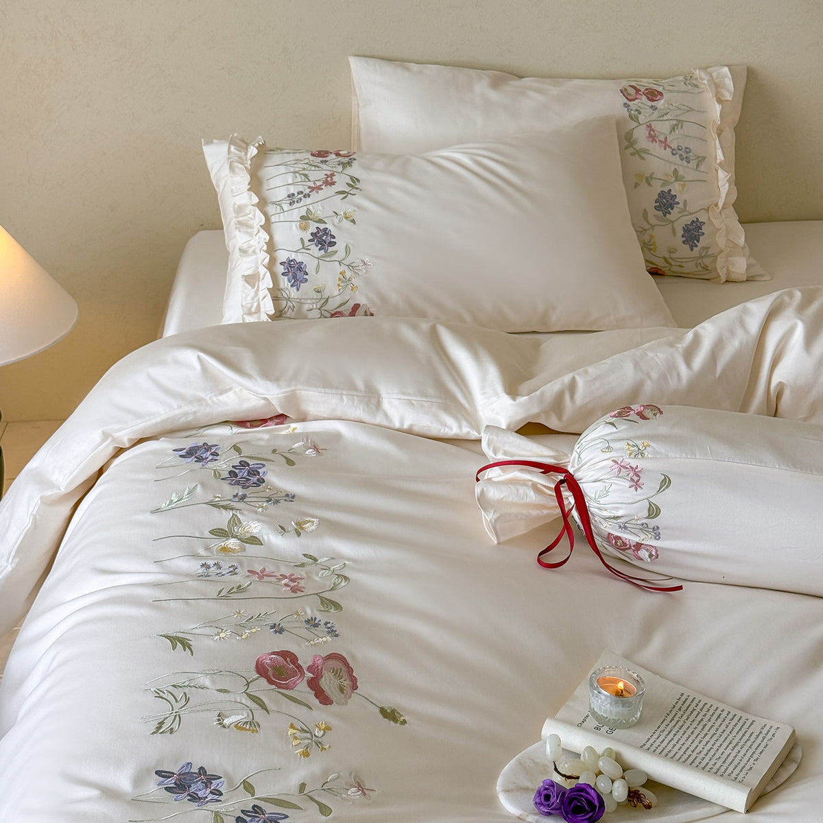 Floral Embroidered Comforter Set Homeandso