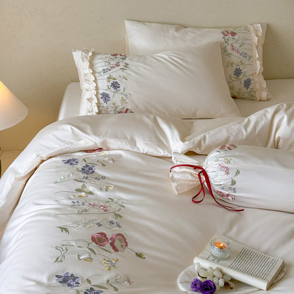 Floral Embroidered Comforter Set Homeandso