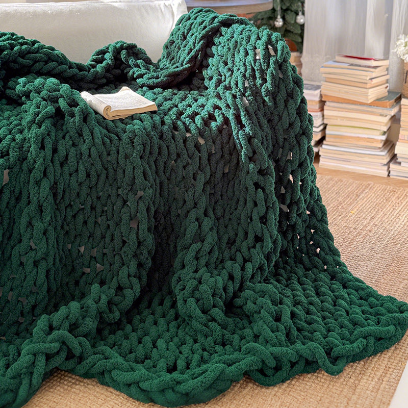 Chunky Hand-Knitted Throw Blanket