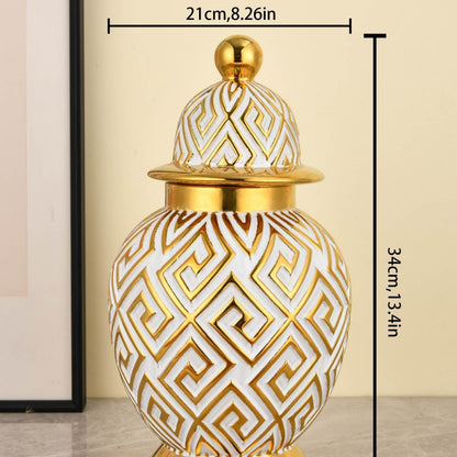 Decorative Geometric Pattern Lidded Jar Homeandso