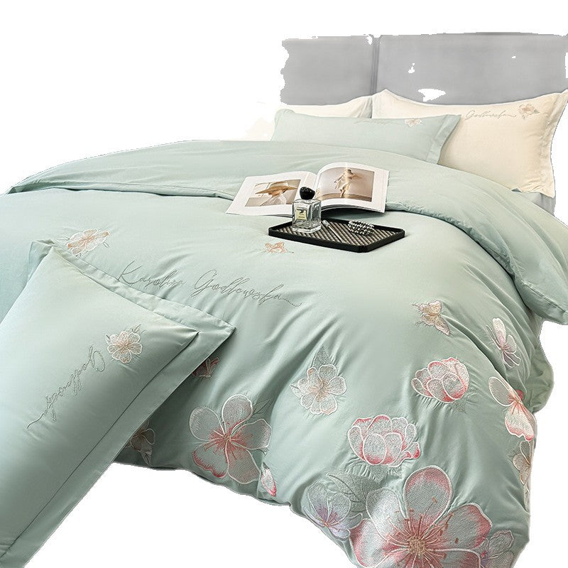 Embroidered Floral Duvet Cover Set