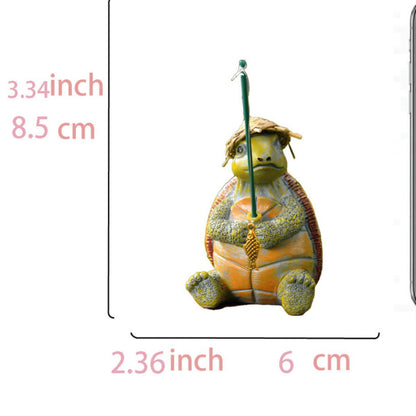 Playful Turtle Fishing Figurine Homeandso