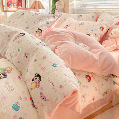 Playful Cartoon Print Duvet Cover Set Homeandso