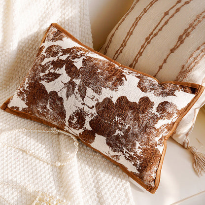 Floral Embroidered Decorative Lumbar Pillow