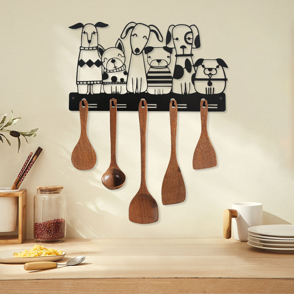 Playful Dog-Themed Wall Hook Rack Homeandso