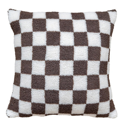 Plush Checkerboard Throw Pillow