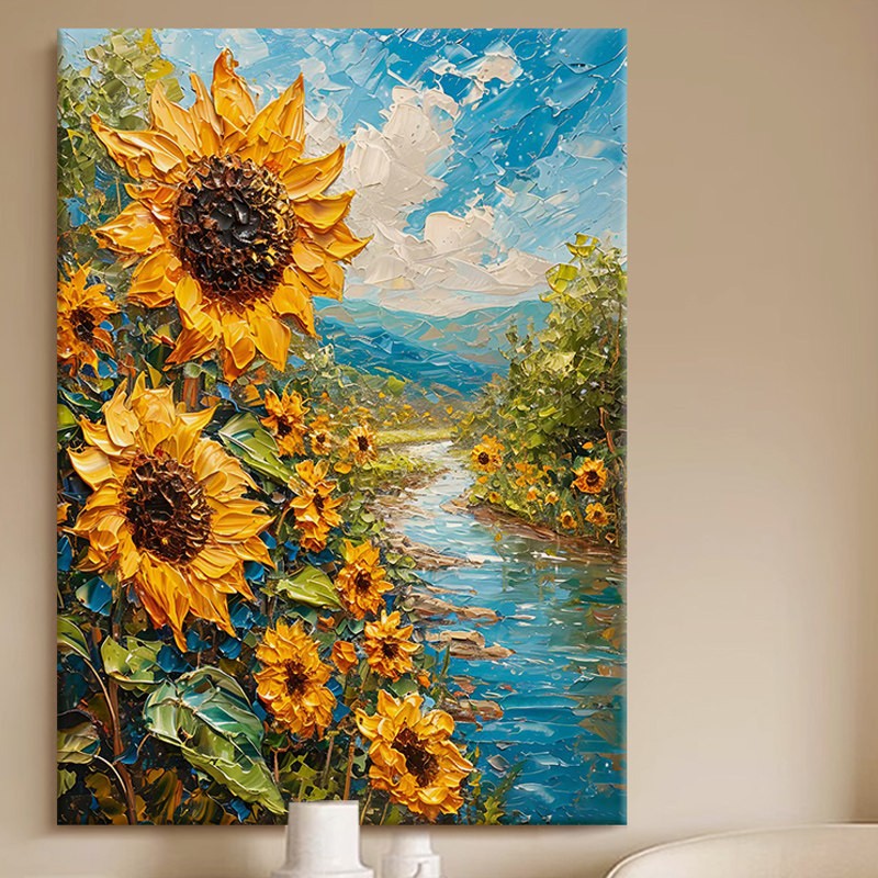 Textured Sunflower Landscape Canvas Art Homeandso