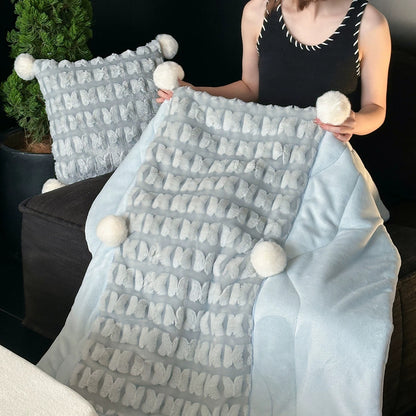 Decorative Cozy Textured Fleece Blanket Set Homeandso
