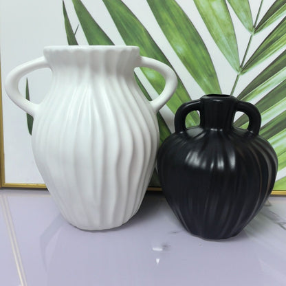 Elegant Ribbed Decorative Vase