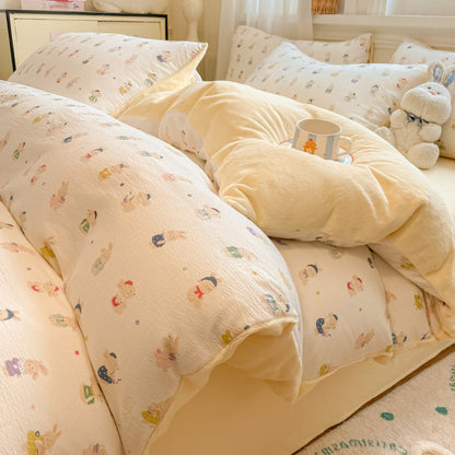 Playful Cartoon Print Duvet Cover Set Homeandso