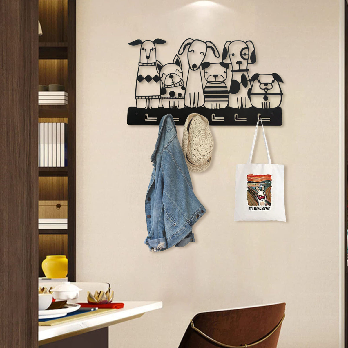 Playful Dog-Themed Wall Hook Rack Homeandso