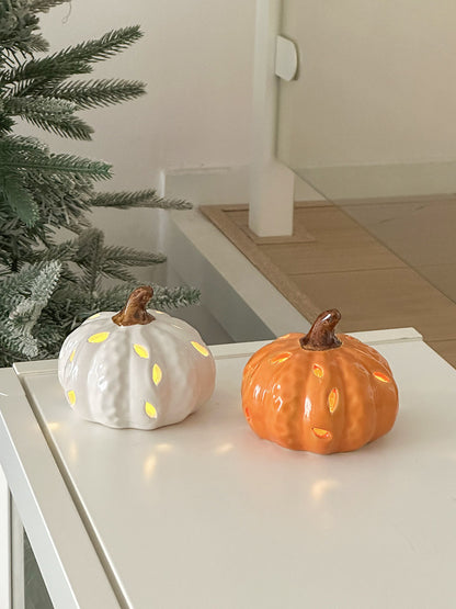 Decorative Ceramic Pumpkin Lantern Set