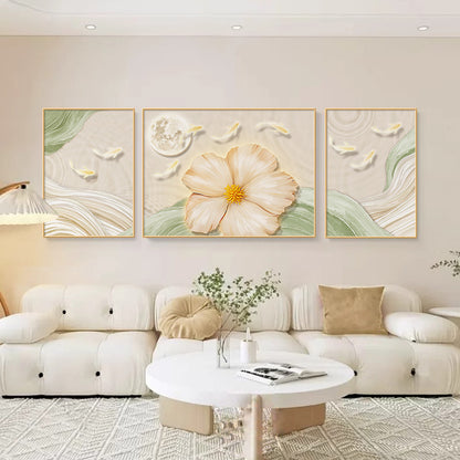 Elegant Floral Triptych Canvas Art Homeandso
