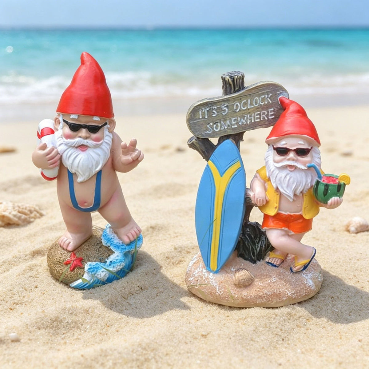 Whimsical Beach Gnome Figurine Homeandso