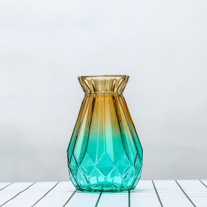 Geometric Patterned Glass Flower Vase