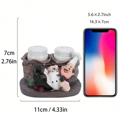 Chef-Themed Decorative Salt and Pepper Shaker Holder Homeandso