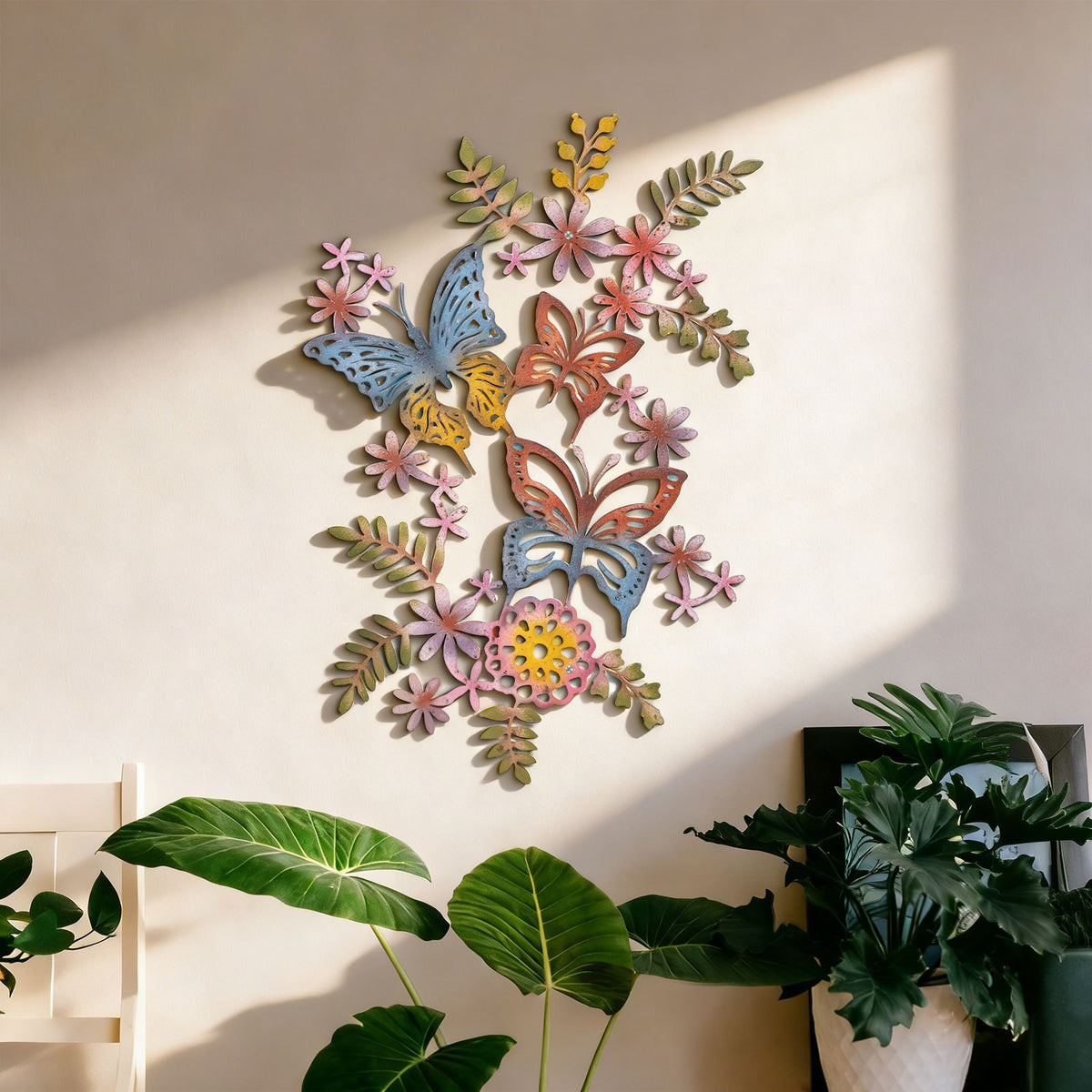Metal Butterfly and Floral Wall Art Homeandso