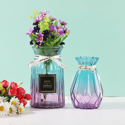 Geometric Patterned Glass Flower Vase