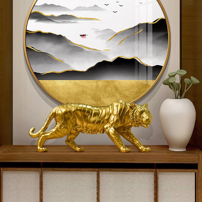 Decorative Golden Tiger Figurine Homeandso