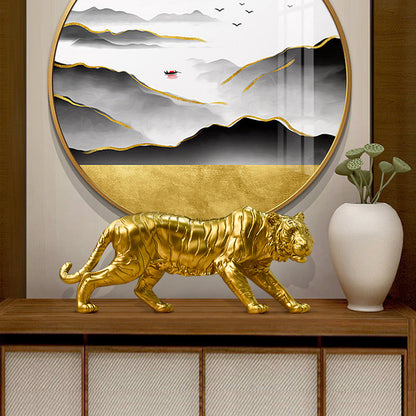 Decorative Golden Tiger Figurine Homeandso