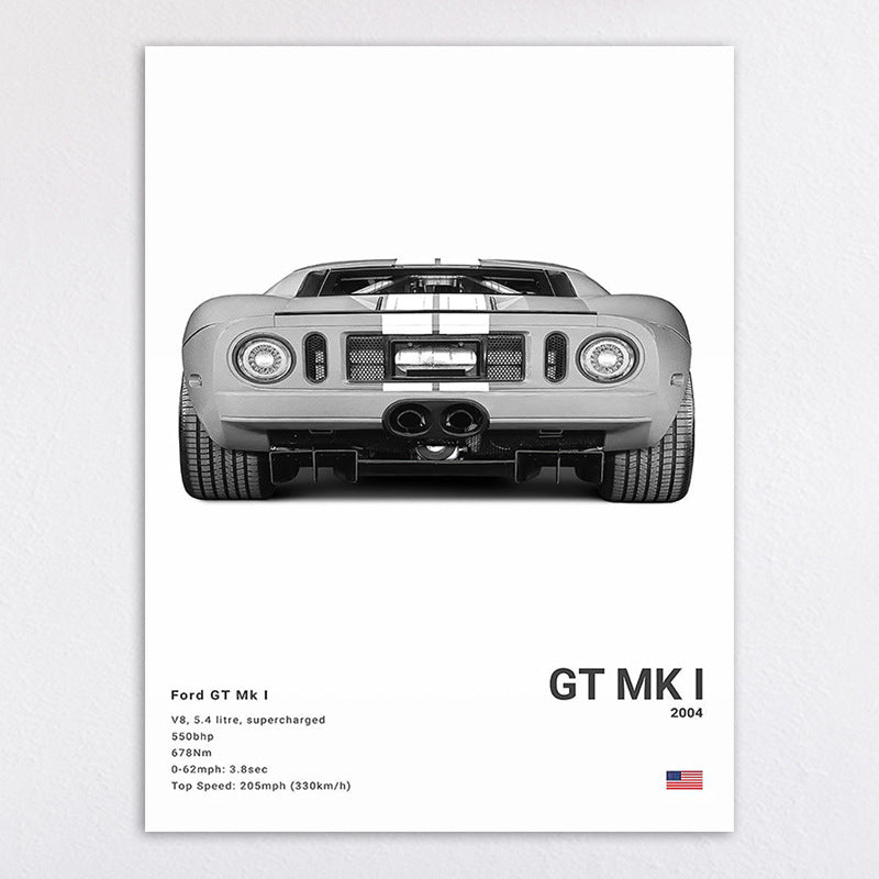 Vintage-Inspired Ford Mustang GT500 Art Print Homeandso