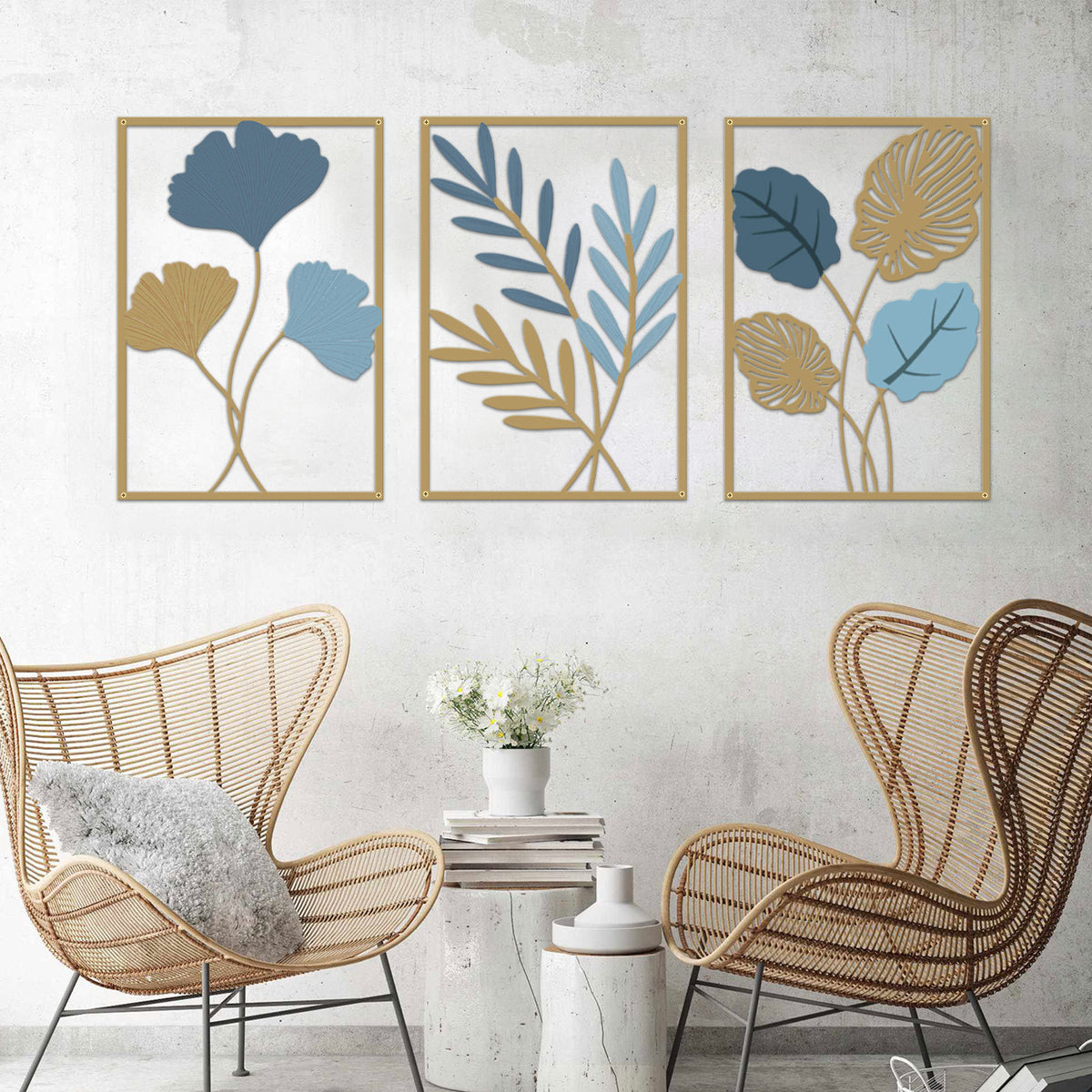 Metal Botanical Wall Art Set Homeandso