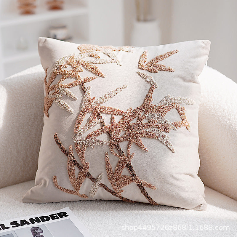 Decorative Floral Embroidered Throw Pillow