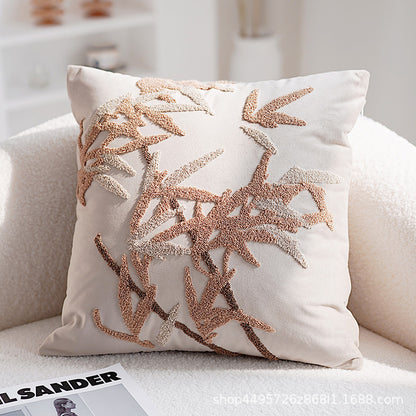 Decorative Floral Embroidered Throw Pillow