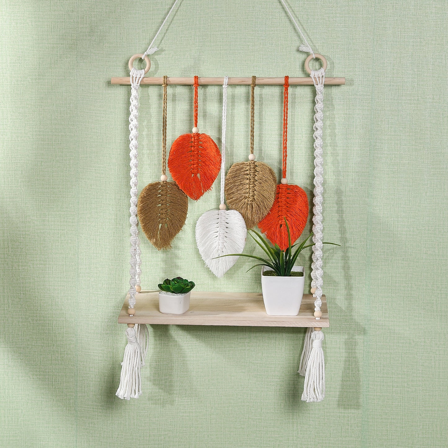 Macrame Leaf Shelf Decor Homeandso